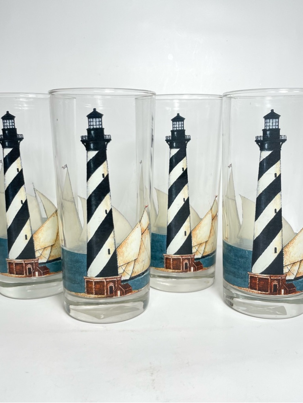 David Carter Brown Highball Drinking Glasses "By the Sea" Sakura Set of 4